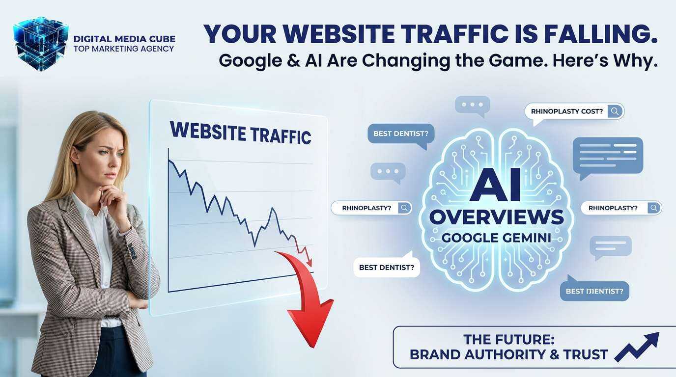 why dental practice website traffic falls even with top google rankings due to ai overviews
